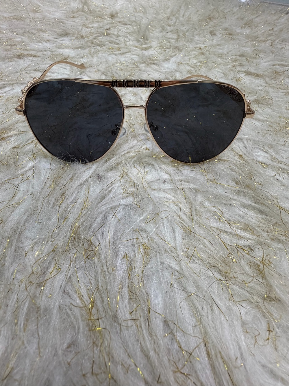 Aviator Sunglasses with Gold Frame and Black Lenses